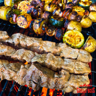 Brochettes de bœuf moutshup, et sa brochette de légumes